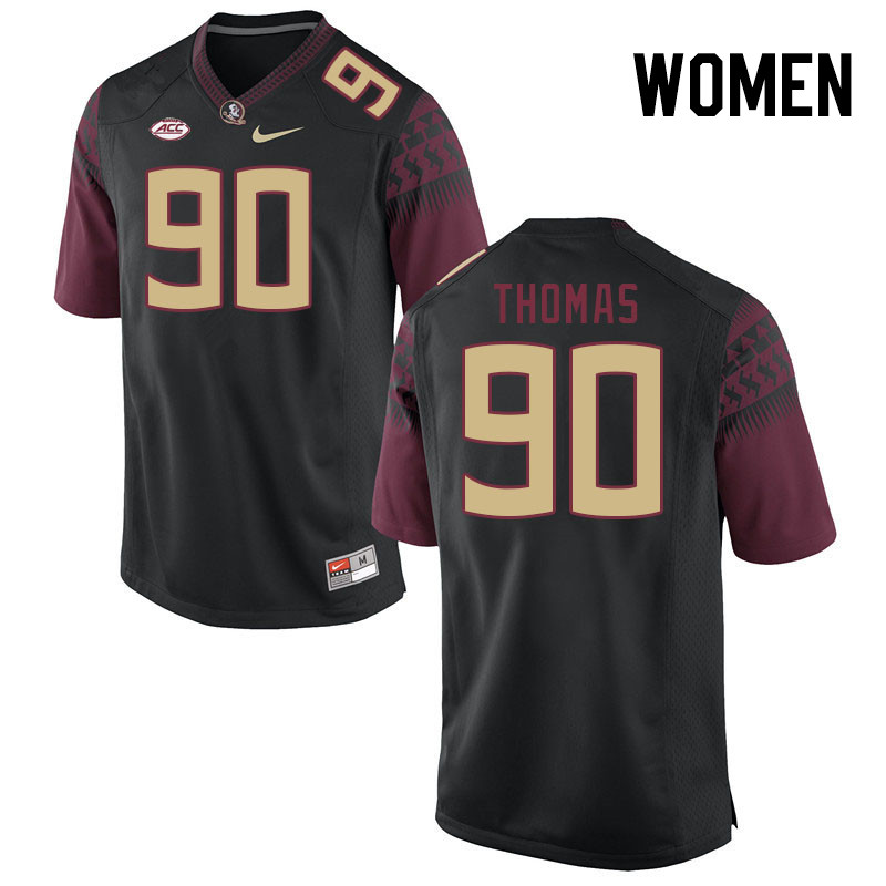Women #90 Bishop Thomas Florida State Seminoles College Football Jerseys Stitched-Black